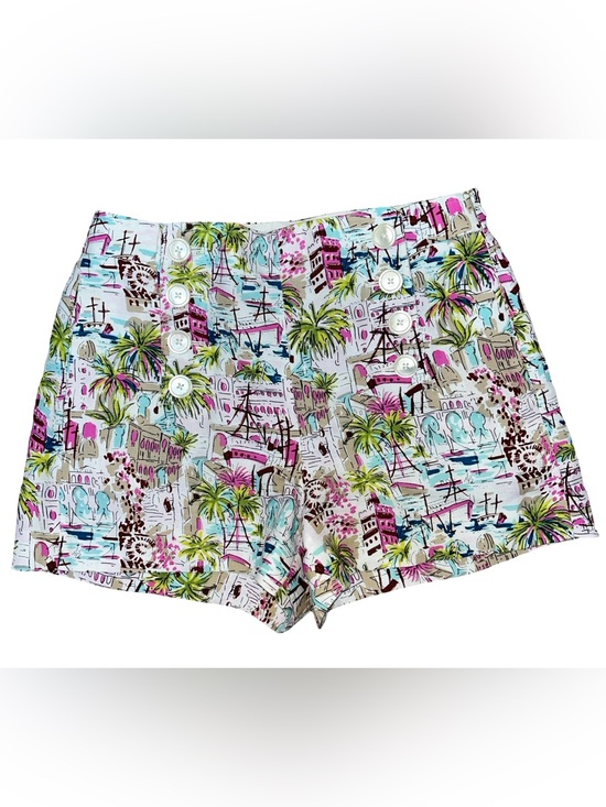 J. Crew Pants - J. Crew European City Scape Buttons Sailor Style Shorts Linen Blend Sz 6 EUC